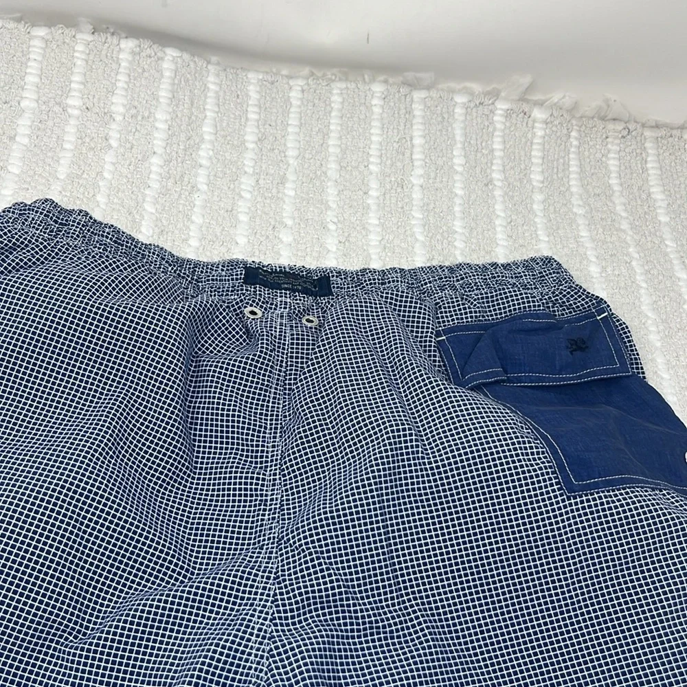 pal zileri concept Check swim trunk Men’s 4XL Inseam 5.5” Blue Swimwear